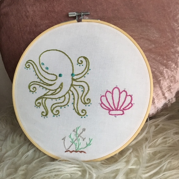 Ocean Creatures Handmade Embroidery Wall Hanging - Picture 3 of 5